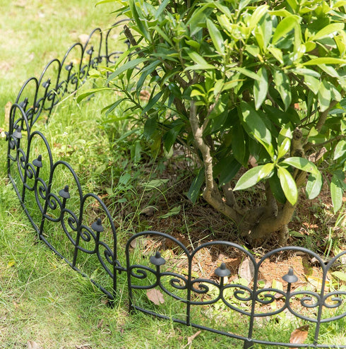 Gardenised QI003741.LB Decorative Black Vinyl Garden Patio Lawn Fence Landscape Panel Border, 24 x 13...