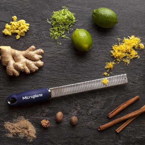 Microplane Premium Citrus Zester and Parmesan Grater (Dark Blue) - Blade Made in the USA...