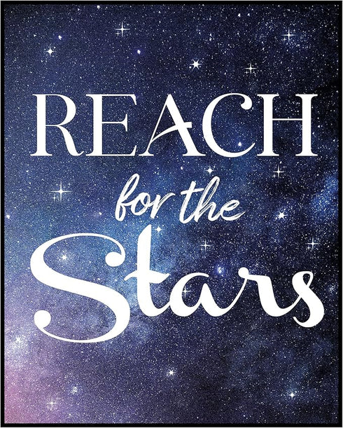 Posterizer 1 pcs-reach for the stars-encouraging quote-Kids Room Art-Motivational & Inspirational Art-decor for nursery toddlers kids room- UNFRAM...