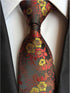 Elfeves Mens Dark Brown Suit Tie Orange Red Petal Woven Silk Paisley Party Necktie Gift...