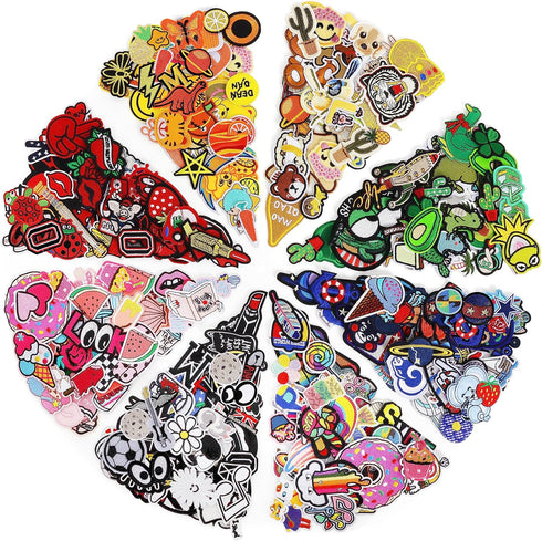 NICEVINYL Embroidered Iron-on Patches Applique: 72Pcs Random Assorted Decorative Patches Iron on/Sew on for Clothing Accessories...