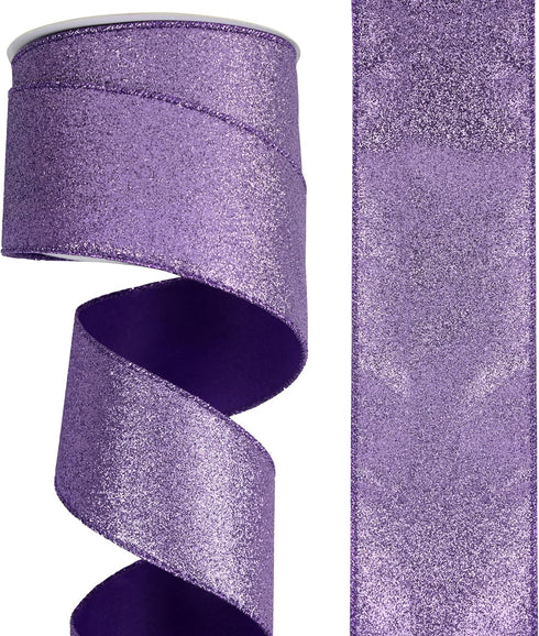 Lavender Glitter Wired Ribbon 2.5 Inch x 10 Yard Purple Easter Wired Ribbon for Wreaths and Bows, Crafts and Floral Supply, Lilac Spring Ribbon, S...