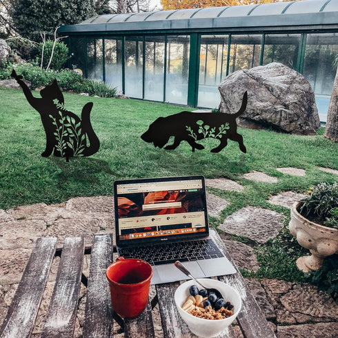 Metal Black Cat Stake Garden Garden Statue, Yard Decoration Art Lawn, Cat Gifts for Cat Lovers, Outdoor Home Decoration Metal Animal Statue...