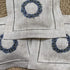 Hand embroidered lavender pillow sachet bag “Lavender crown” natural linen cushion 6"x6", set of 3...
