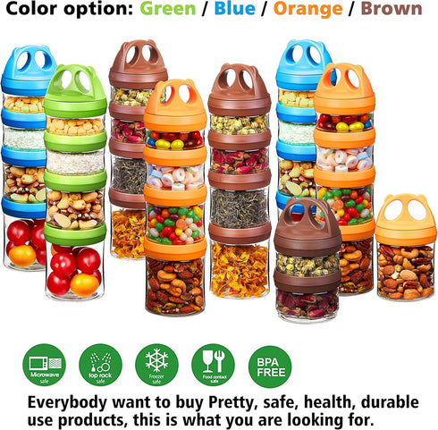 SELEWARE Portable Stackable Food Storage Containers for Snacks Formula Powder and Drinks Twist Lock System Airtight Leak-proof BPA and Phthalate F...