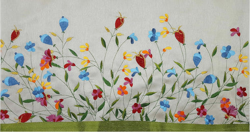 TALISMAN4U Shabbat Challah Cover Embroidered Flowers of Paradise in Raw Silk Israel Judaica Gift...