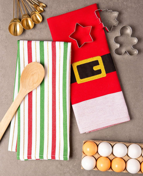 DII Holiday Dish Towels Christmas Kitchen Décor, 18x28, Santa Belt, 2 Piece...