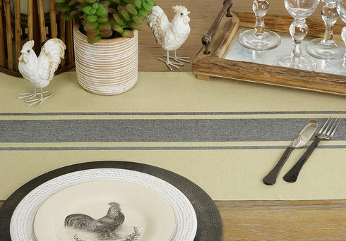 Cotton Table Runner With Banded Design...