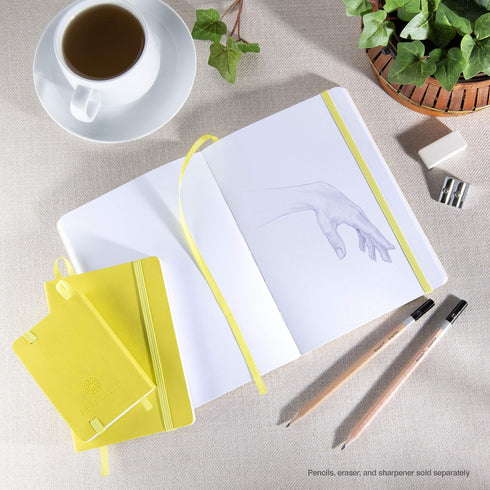 Pentalic 3" x 4" Pocket Sketchbook Traveler Journal, 160 Pages, Citrine Yellow...