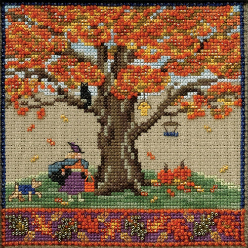 Fall Oak Beaded Counted Cross Stitch Kit Mill Hill 2017 Mighty Oak Quartet Series MH171714...