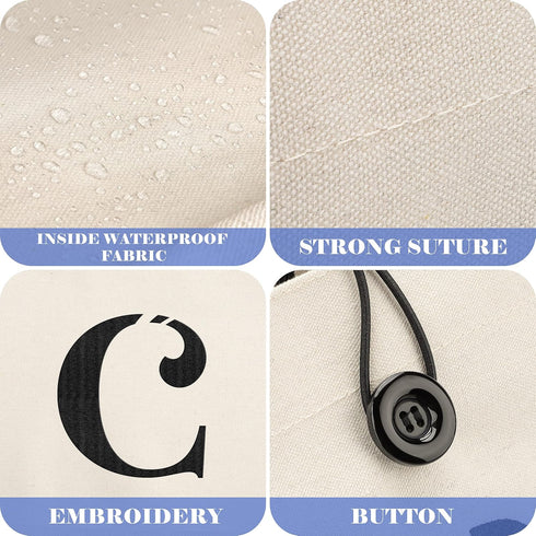 YOOFAN Initial Canvas Tote Bag - Personalized Monogrammed Gift Tote Bag for Wedding, Birthday, Beach, Holiday - Gift for Women, Mom, Teachers, Fri...