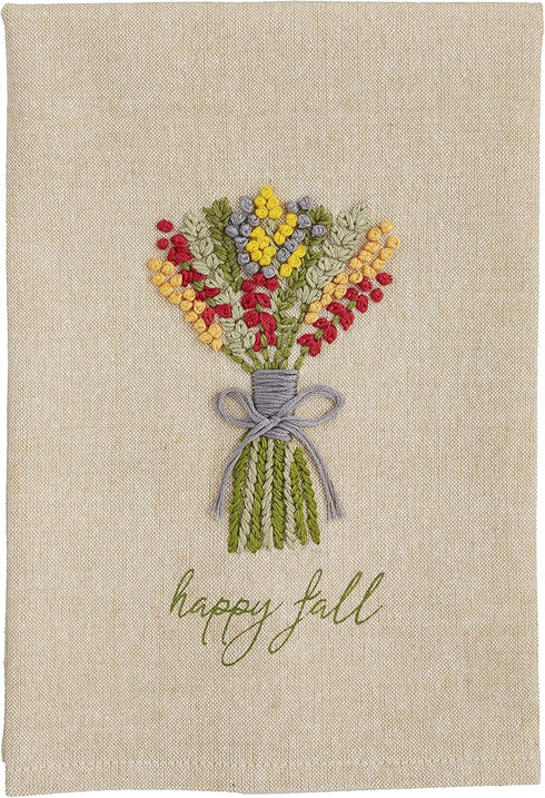 Mud Pie French Knot Fall Tea Towel, Happy Fall, 21" x 14"...