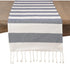 SARO LIFESTYLE Cabana Collection Cotton Stripes Tasseled Runner/2616.NB1672B, 16" x 72", Navy Blue...