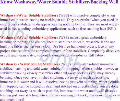 New brothread Wash Away - Water Soluble Machine Embroidery Stabilizer Backing & Topping 10" x 10 Yd roll - Light Weight - Cut into Variable Sizes ...