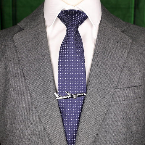 Novelty Silver Tone Airplane Tie Clip With Box Aircraft Plane Airline Tie Clip...