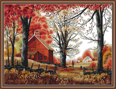 Maydear Cross Stitch Kits for Adults Stamped Full Range of Embroidery Starter Kits for Beginners DIY 14CT 2 Strands 18.1×13.8(inch) (Deep Autumn)....