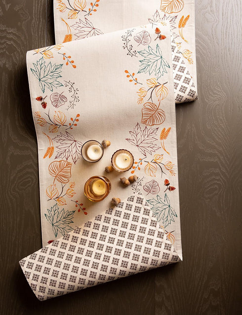 DII Fall Table Decorations Indoor Décor, Thanksgiving, Reversible Table Runner, 14x72, Autumn Leaves...