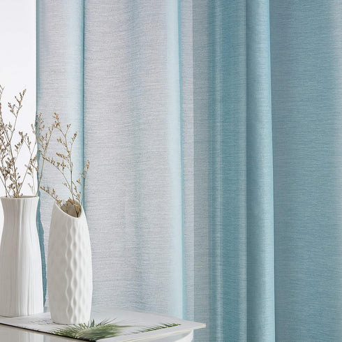 HLC.ME Lauren Semi Sheer Light Filtering Transparent Pocket Top & Back Tab Lightweight Floor Length Window Curtains Drapery Panels Bedroom & Livin...