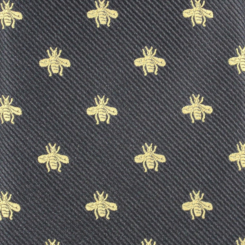 Bee Necktie With Box Microfiber Jacquard Gold Bee Pattern tie...