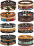 FIBO STEEL 31 Pcs Braided Leather Bracelets for Men Women Wooden Beads Cool Hemp Tribal Wristbands Cuff Punk Multilayered Bracelets...