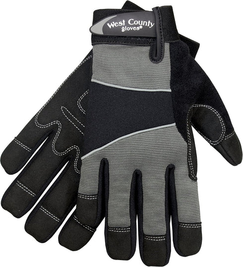 West County 013C/L Men's Gloves –Large, Charcoal, Work Gloves with Four-Way Spandex Backing, Adjustable Cuff...