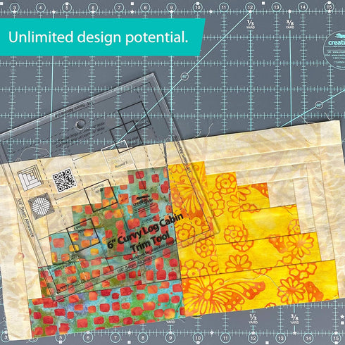 Creative Grids Curvy Log Cabin Trim Tool Quilt Ruler – CGRJAW6 – Made in USA, 6-1/2in x 6-1/2in, Non-Slip Grip Acrylic Quilting, Sewing, Crafting,...