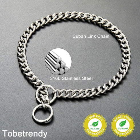 Gold Chain Dog Collar Cuban Link Chain Stainless Steel Metal Links 11MM Heavy Duty Walking Training Collar for Medium Large Dogs(11MM, 24")...