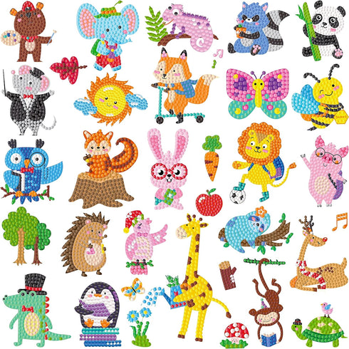 MDCGFOD 46Pcs 5D Diamond Art Stickers for Kids Kits by Numbers Cute Animals Creative Diamond Art for Kids Crafts for girls ages 6-12 Easy for Kids...