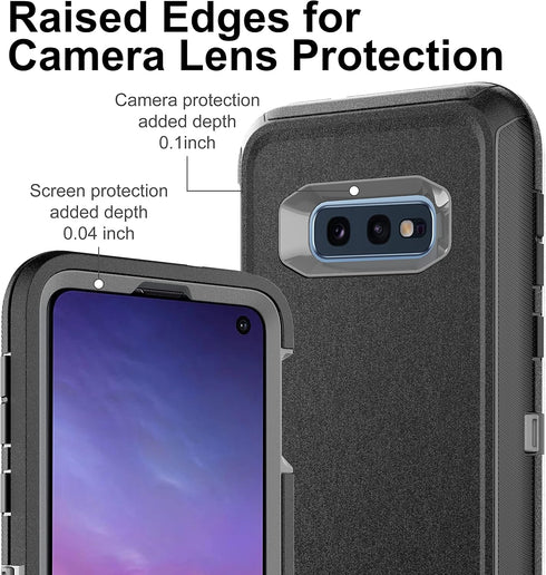 Galaxy S10E Case: 3-in-1 Shockproof Heavy Duty Protection, 2 Nano Explosion-Proof Films, Black/Grey...