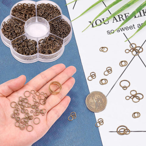 YAKA 1600Pcs 6 Different Sizes Open Jump Rings,5mm 6mm 7mm 8mm 9mm 10mm Ring Jewelry Keychain for Jewelry Making Accessories,1Pcs Jump Ring Open/C...