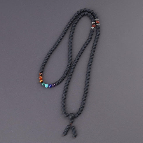 COAI 108 Japa Mala 7 Chakra Stone Wrap Bracelet Necklace...