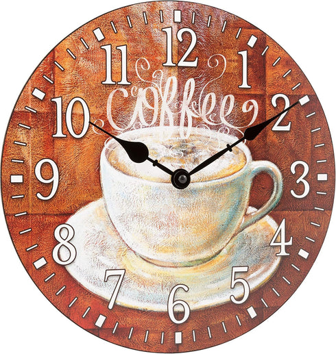 La Crosse Clock 404-2631C-INT 12-Inch Round Coffee Decorative Quartz Analog Wall Clock...