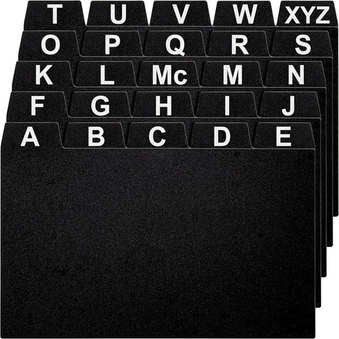25 Black Index Card Dividers 3x5" - Large Index Cards for Index Card Box, Index Card Organizer, Index Cards Holder - Alphabetical File Dividers, R...