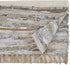 "SARO LIFESTYLE Les Fêtes Collection Striped Leather Chindi Table Runner, 16"" x 72"", Silver" (3336.S1672B)...