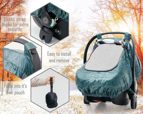 Universal Fit Car Seat Covers for Babies by SA ACCESSORIES – Waterproof Infant and Baby Car Seat Cover with Storage Bag - Carseat Canopy for Boys ...