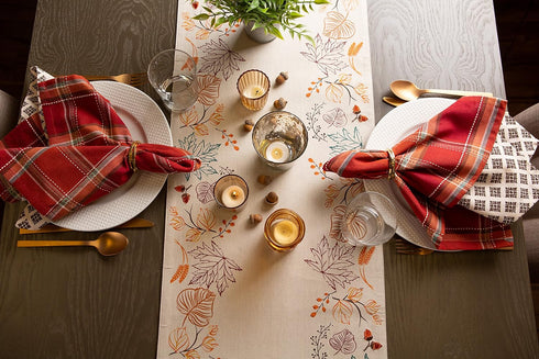DII Fall Table Decorations Indoor Décor, Thanksgiving, Reversible Table Runner, 14x72, Autumn Leaves...