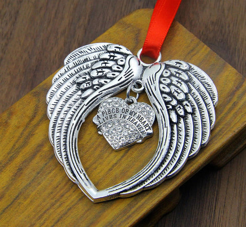 JUPPE Memorial Sympathy Gift - Angel Wings Christmas Ornament Decoration - A Piece of My Heart Lives in Heaven - Bereavement Gift for Loss of Love...