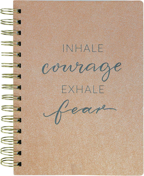 Graphique Medium Vegan Leather Spiral Journal, Courage – 6” x 8", 192 Lined Pages, Inhale Courage Exhale Fear Quote Embellished on the Cover – Per...