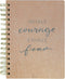 Graphique Medium Vegan Leather Spiral Journal, Courage – 6” x 8", 192 Lined Pages, Inhale Courage Exhale Fear Quote Embellished on the Cover – Per...