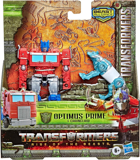 Transformers: Rise of The Beasts Movie Beast Alliance Beast Weaponizers 2-Pack Optimus Prime & Chainclaw Toys, Age 6 and Up, 5-inch...