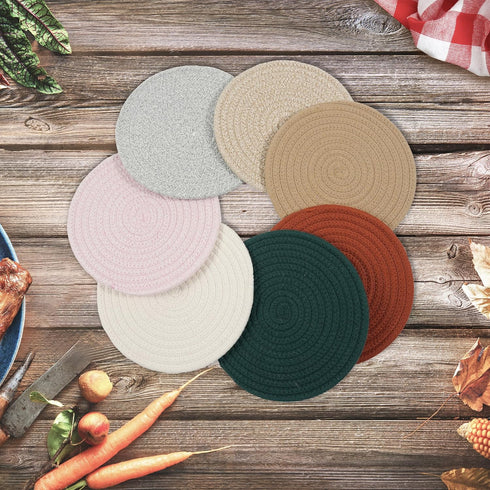 Trivets Set Pot Holders Set Coasters for Countertops Hot Mats Hot Pads 8 Inch Cotton Potholders for Kitchen Ideal for Hot Dishes, Pots, Pans, Teap...