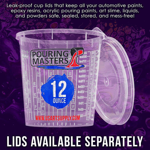 12 Ounce (350ml) Graduated Plastic Mixing Cups (Box of 20) - Use for Paint, Resin, Epoxy, Art, Kitchen, Cooking, Baking - Measurements in OZ. and ...