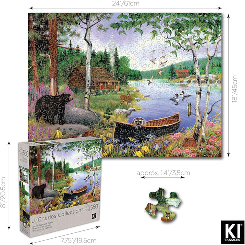 550 Piece Puzzle for Adults Black Bear and Cabin by J. Charles 24X18 Country Life Jigsaw from KI Puzzles (02632-SB)...