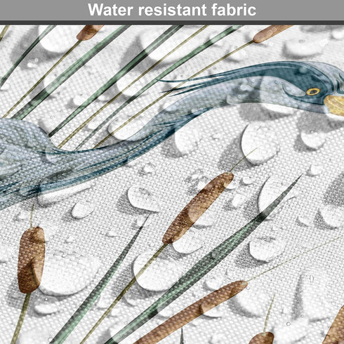 Lunarable Swamp Fabric by The Yard, Blue Grey Heron Birds and Bulrush Water Foliage Growth Wilderness Tropical Lands, Decorative Fabric for Uphols...