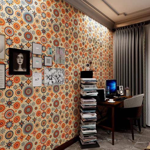 Contact Paper for Countertops Cover - Boho Moroccan Egyptian Inspired Peel and Stick Wallpaper - Removable Self Adhesive Thick Floral Vinyl Film R...