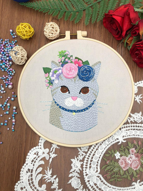hi stone 4 Embroidery Sets for Beginners, DIY Adult Beginner Cross Stitch Kits, 4 Cross Stitch Kits, 2 Embroidery Hoops,Scissors,Needles,Needlepoi...