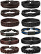 Jstyle 12Pcs Braided Leather Bracelet for Men Women Cuff Wrap Bracelet Adjustable Black and Brown (A:12Pcs)...