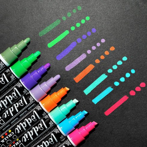 Loddie Doddie Liquid Chalk Markers | Dust Free Chalk Pens - Perfect for Chalkboards, Blackboards, Windows and Glass | 6mm Reversible Bullet & Chis...