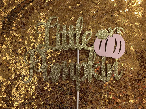 Little Pumpkin Cake Topper Gold Pink Little Pumpkin Baby Shower Cake Topper Decorations Little Pumpkin 1st Birthday Decorations Pink Girl Fall Bab...