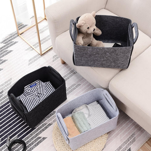 Storage Basket Felt Storage Bin Collapsible & Convenient Box Organizer with Carry Handles for Office Bedroom Closet Babies Nursery Toys DVD Laundr...